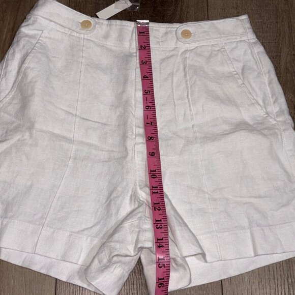 NWT MADEWELL Button- Tab Linen High Rise Shorts Size 4 White {NR095} - Picture 12 of 16
